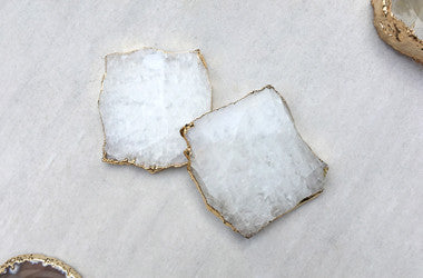 White Crystal Gold Coaster with 24K Gold Trim